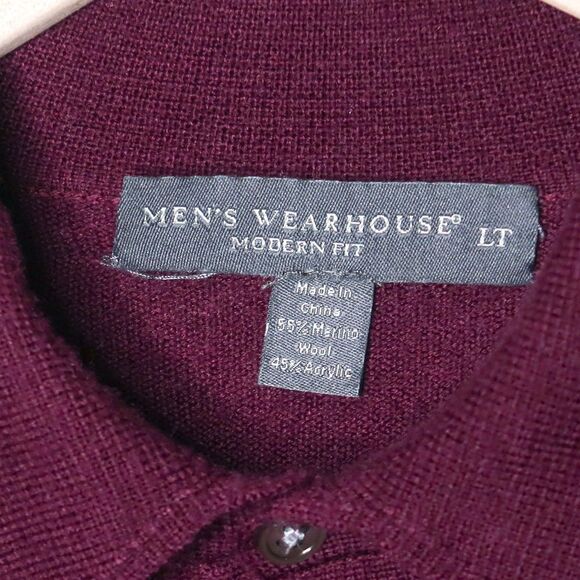 Men's Warehouse Modern Fit Sweater Size LT‎ Large Tall Purple Merino Wool - Picture 3 of 8